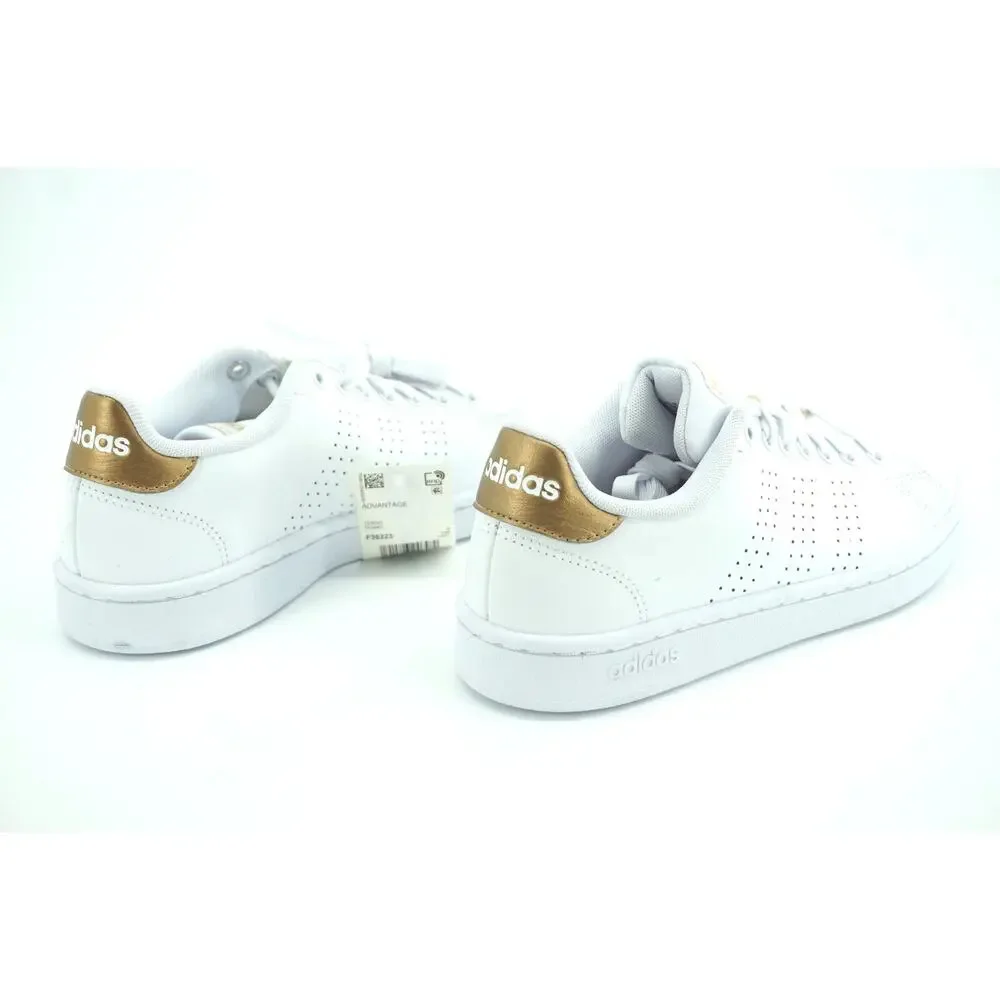 Adidas Women Avantage White Leather Lace-Up Sneaker Size 6.5 striped